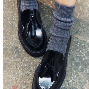 Zara Glossy Black Loafers with Tassels